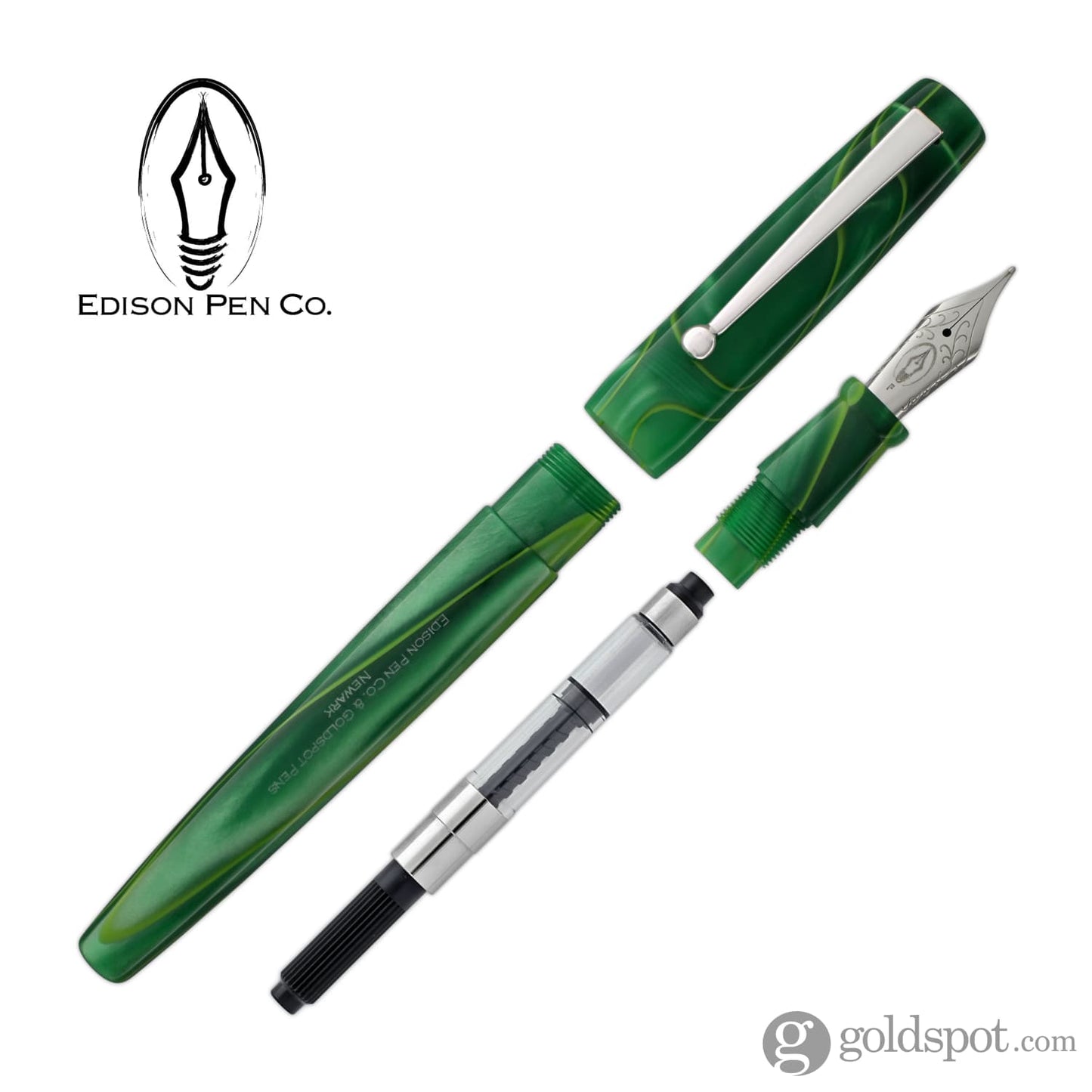 Edison x Goldspot Pens Newark Fountain Pen in AC High Voltage Green Fountain Pen