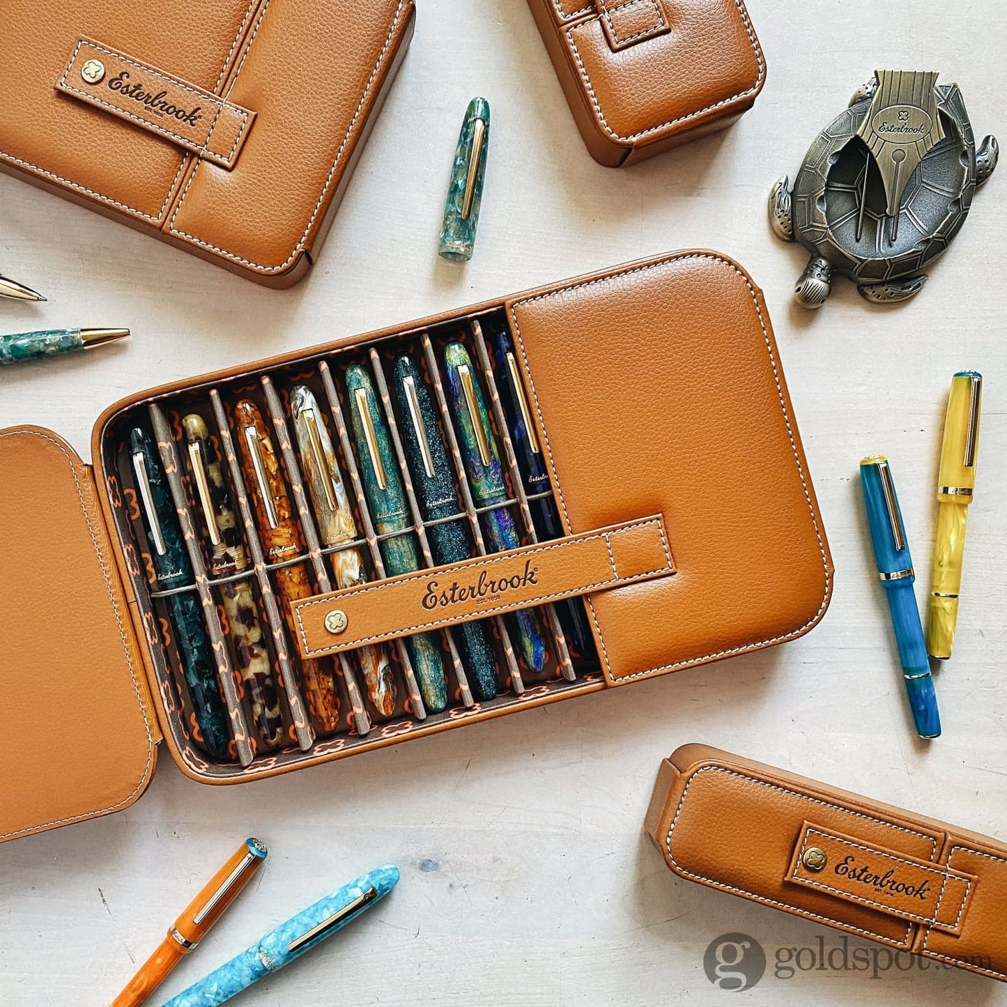 Esterbrook Double Pen Nook Case in British Tan Pen Case