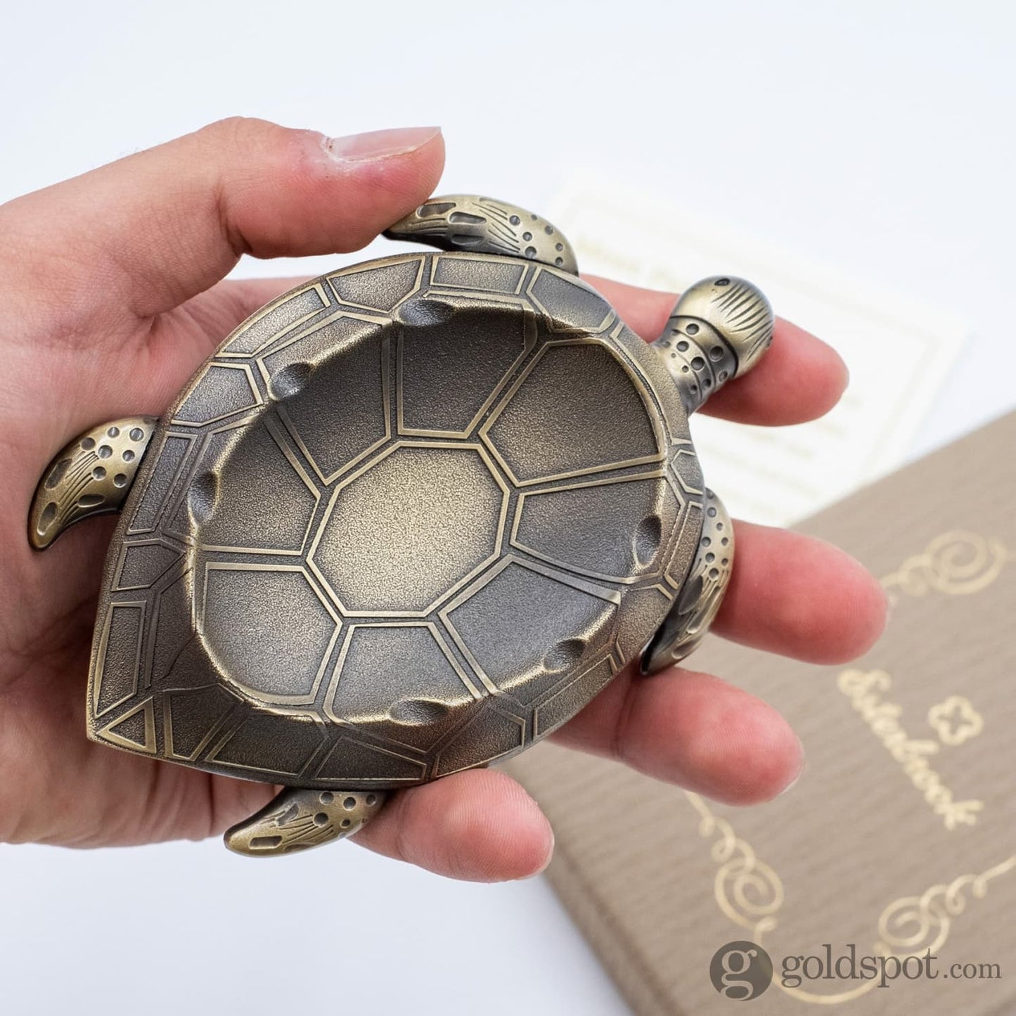 Patience the Turtle Brass Pen Rest Accessory