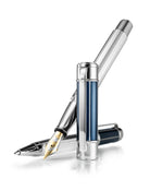 Waldmann Commander 23 Ballpoint Pen in Sterling Silver Blue Lacquer Ballpoint Pens