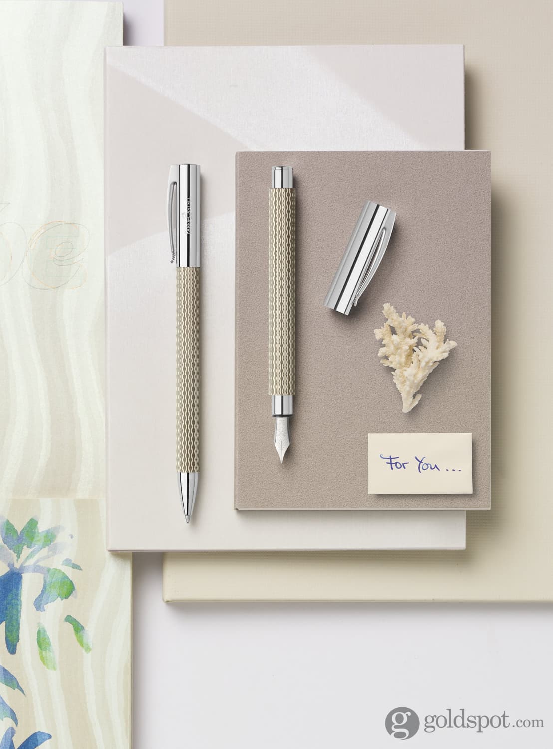 Faber-Castell Ambition OpArt Fountain Pen in White Sand - Medium Point Ballpoint Pen