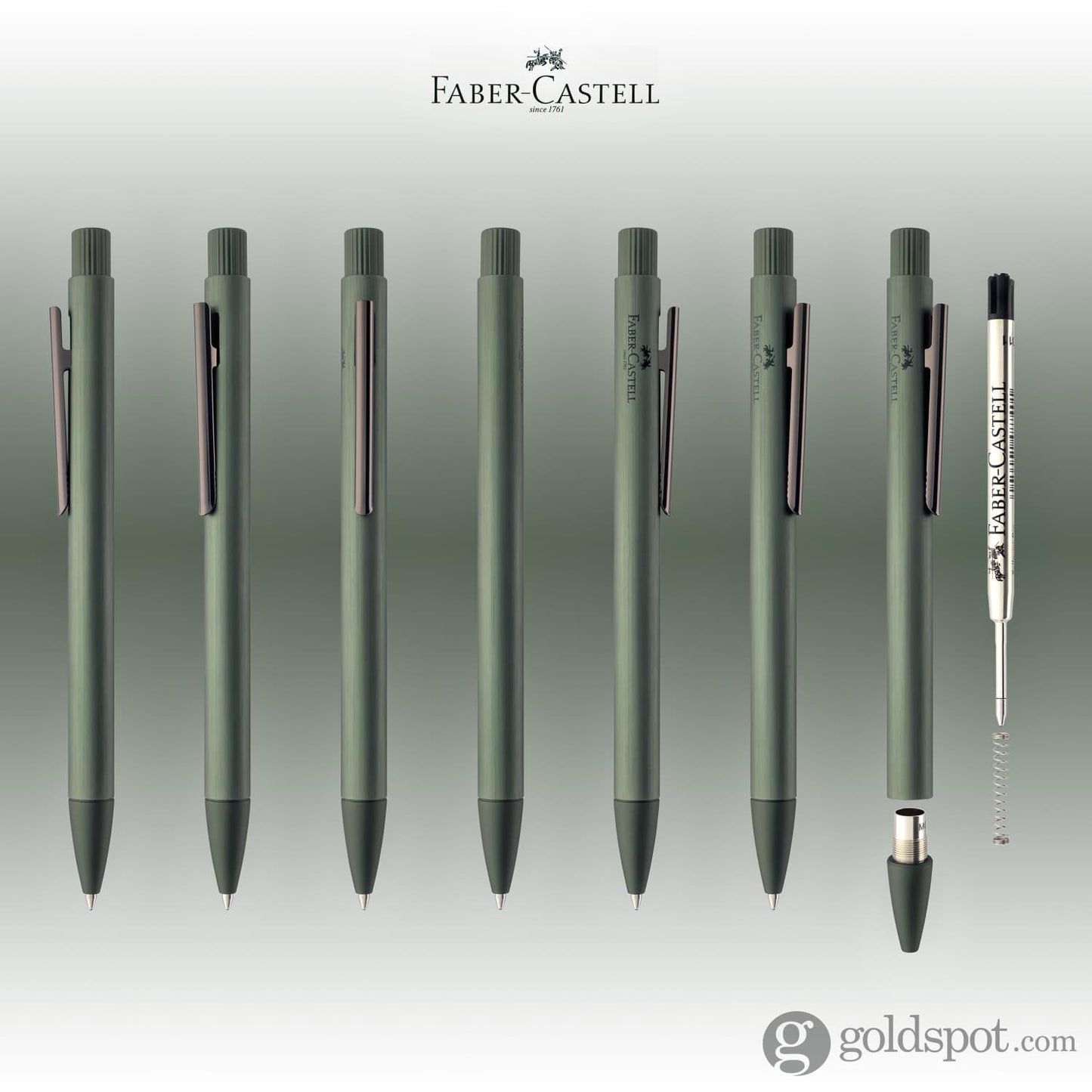 Faber-Castell Design Neo Slim Aluminum Ballpoint Pen in Olive Green Ballpoint Pen