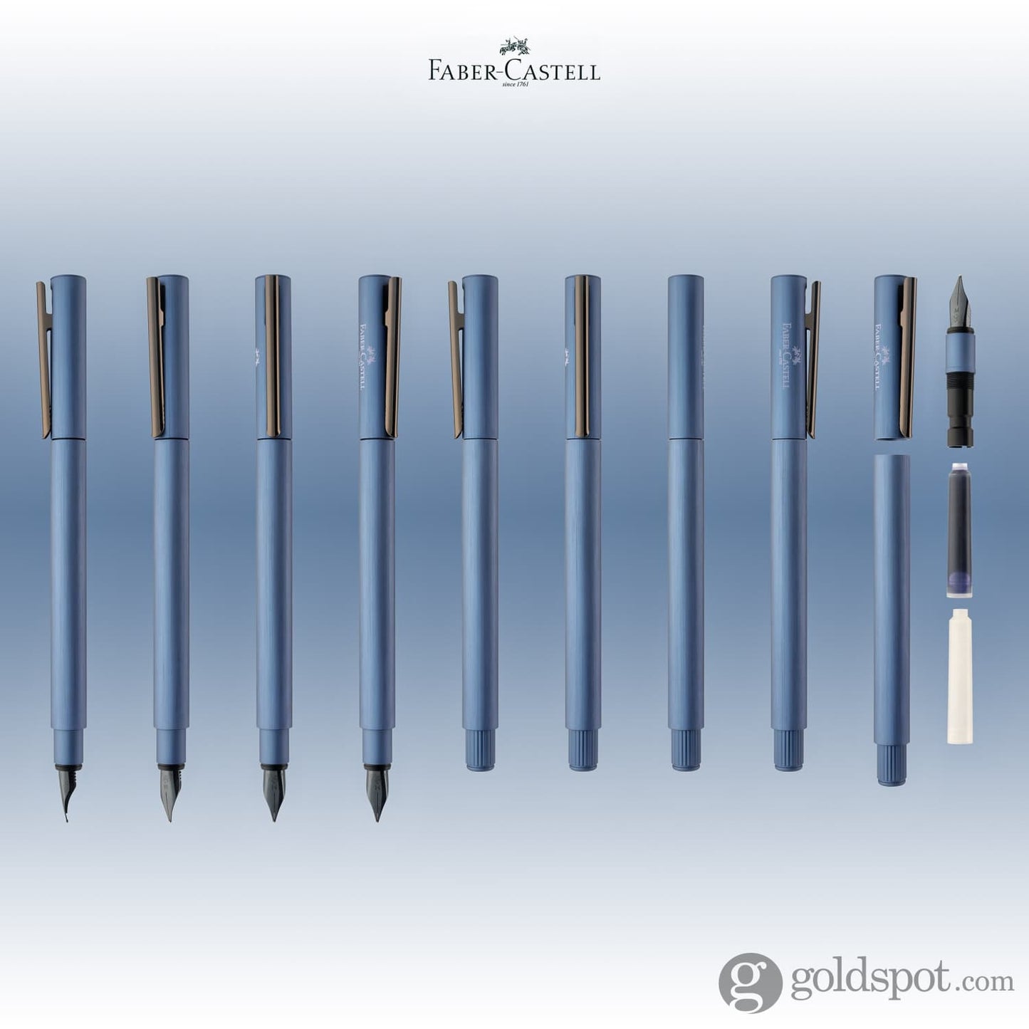 Faber-Castell Design Neo Slim Aluminum Fountain Pen in Dark Blue Fountain Pen