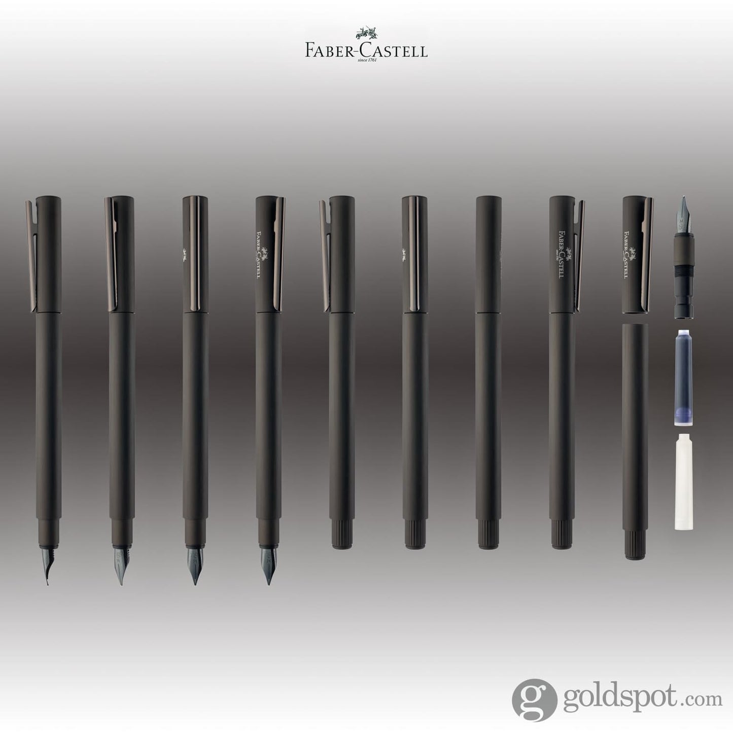 Faber-Castell Design Neo Slim Aluminum Fountain Pen in Gunmetal Fountain Pen