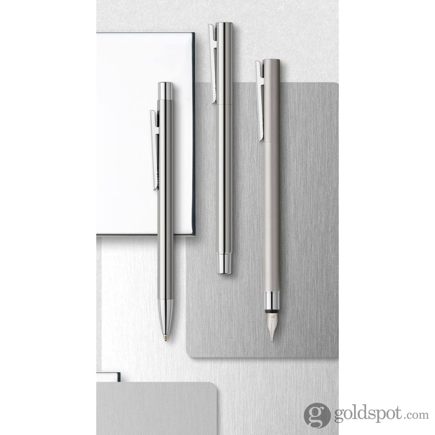 Faber-Castell Design Neo Slim Fountain Pen in Stainless Steel Polished Fountain Pen