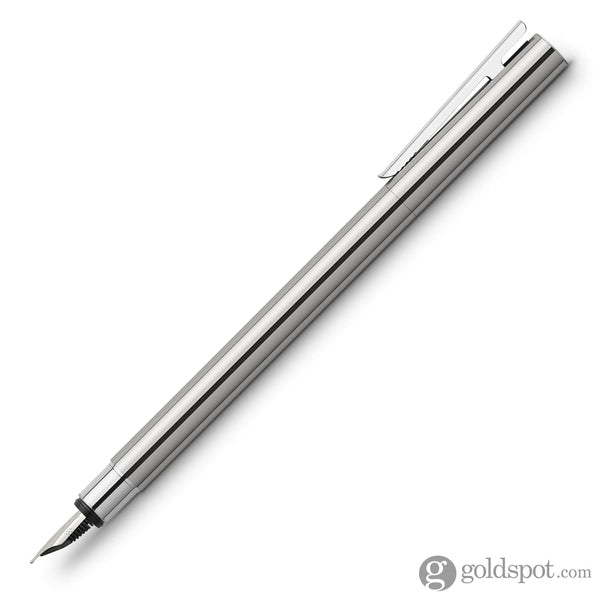 Faber-Castell Design Neo Slim Fountain Pen in Stainless Steel Polished Broad Fountain Pen