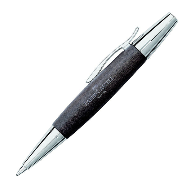 Faber-Castell E-Motion Ballpoint Pen in Wood & Chrome Black Ballpoint Pen