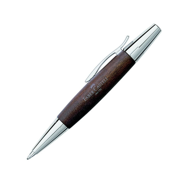Faber-Castell E-Motion Ballpoint Pen in Wood & Chrome Brown Ballpoint Pen