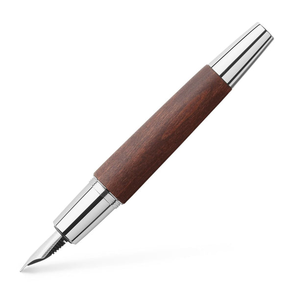 Faber-Castell E-Motion Fountain Pen in Wood & Chrome Dark Brown Fountain Pen