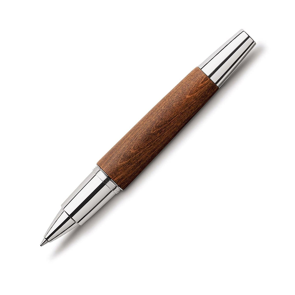 Faber-Castell E-Motion Rollerball Pen in Wood & Chrome Brown Pen