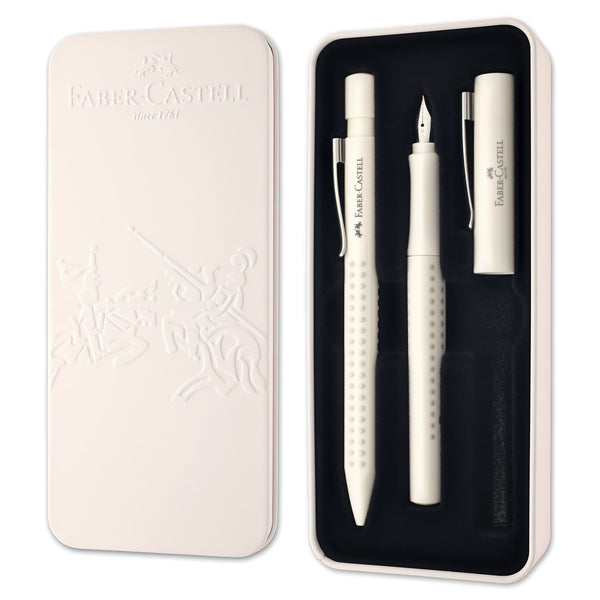 Faber-Castell Grip Harmony Fountain and Ballpoint Pen in Coconut Milk - Gift Tin Gift Set
