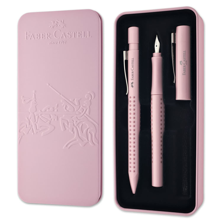 Faber-Castell Grip Harmony Fountain and Ballpoint Pen in Rose Shadows - Gift Tin Gift Set