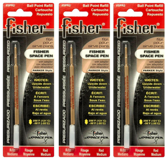Fisher Space Ballpoint Pen Refill in Red - Medium Point - Pack of 3