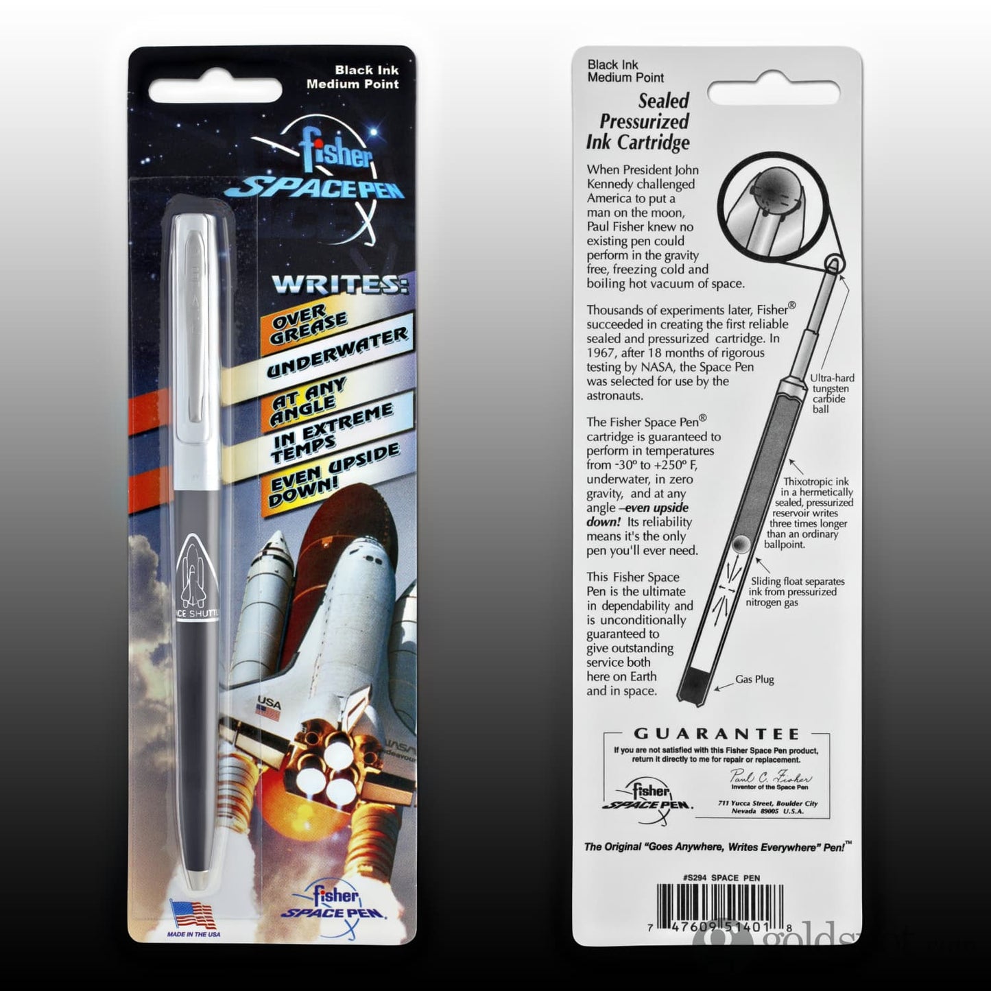 Fisher Space Cap-O-Matic Ballpoint Pen in Black with Shuttle Imprint Ballpoint Pen