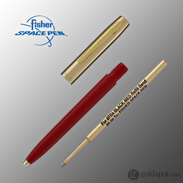 Fisher Space Cap-O-Matic Ballpoint Pen in Red with Brass Trim Ballpoint Pen