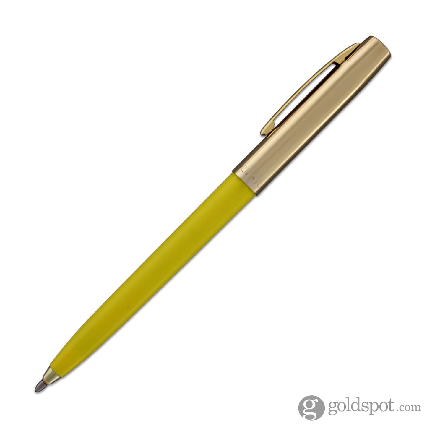 Fisher Space Cap-O-Matic Ballpoint Pen in Yellow with Brass Trim Ballpoint Pen