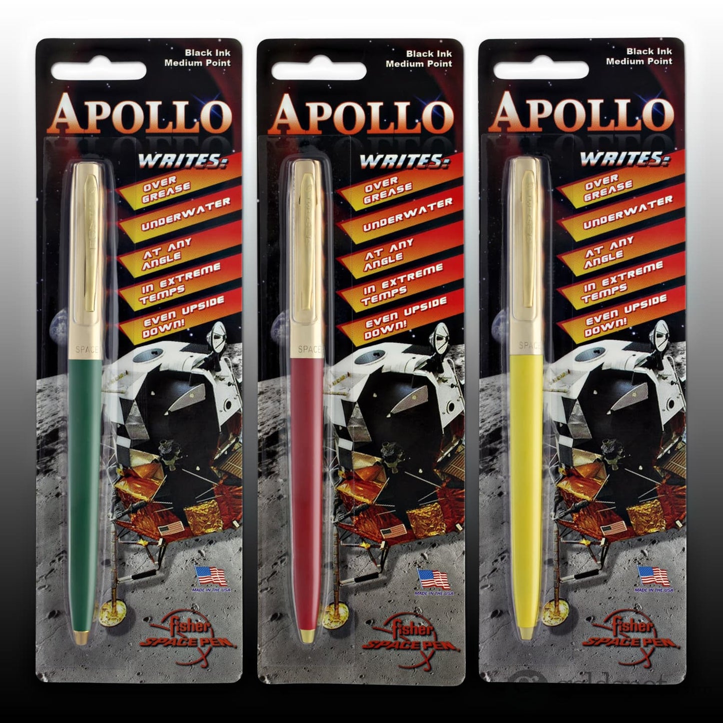 Fisher Space Cap-O-Matic Ballpoint Pen in Yellow with Brass Trim Ballpoint Pen