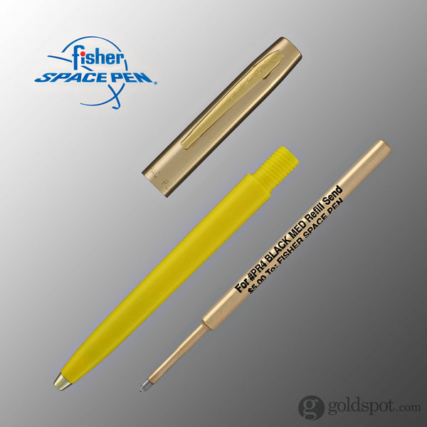 Fisher Space Cap-O-Matic Ballpoint Pen in Yellow with Brass Trim Ballpoint Pen
