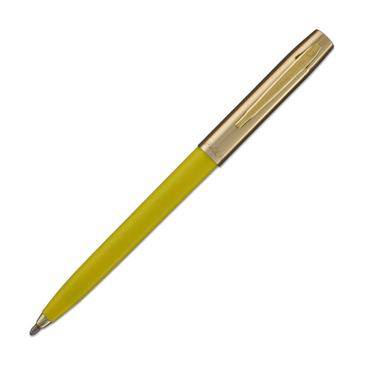 Fisher Space Cap-O-Matic Ballpoint Pen in Yellow with Brass Trim Ballpoint Pen