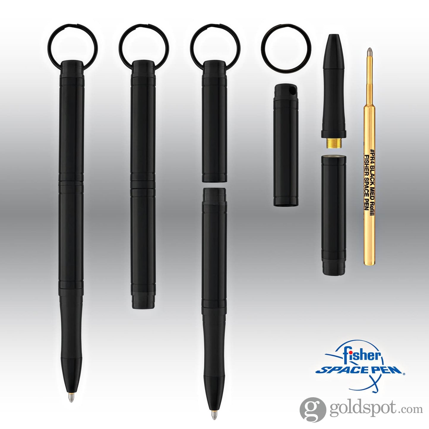 Fisher Space Pen Backpacker Ballpoint Pen in Black Anodized Aluminum with Key Chain Ballpoint Pen