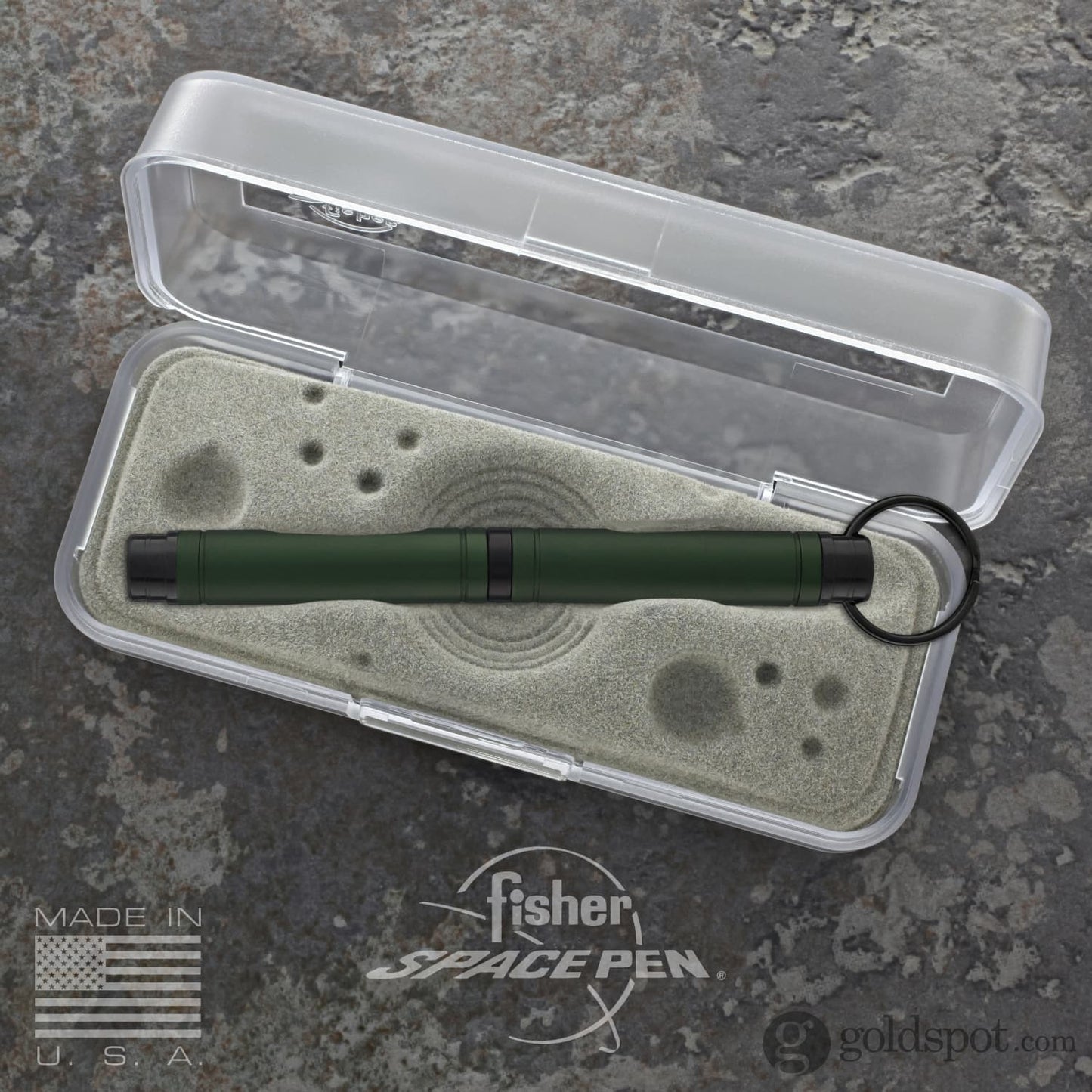 Fisher Space Pen Backpacker Ballpoint Pen in Green Anodized Aluminum with Key Chain Ballpoint Pen