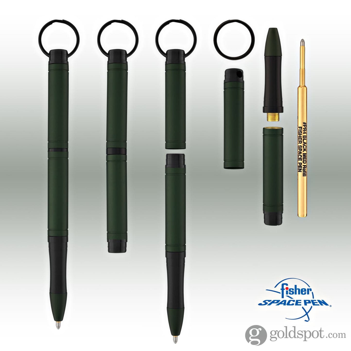 Fisher Space Pen Backpacker Ballpoint Pen in Green Anodized Aluminum with Key Chain Ballpoint Pen
