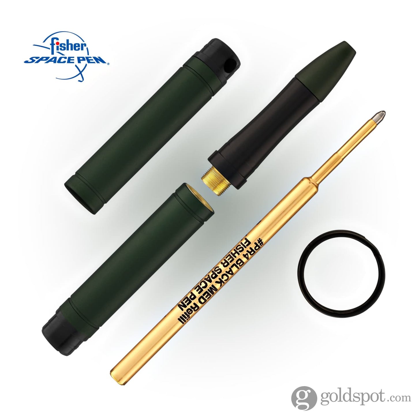 Fisher Space Pen Backpacker Ballpoint Pen in Green Anodized Aluminum with Key Chain Ballpoint Pen