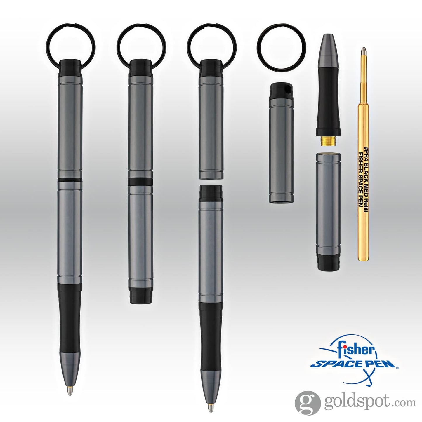 Fisher Space Pen Backpacker Ballpoint Pen in Grey Anodized Aluminum with Key Chain Ballpoint Pen