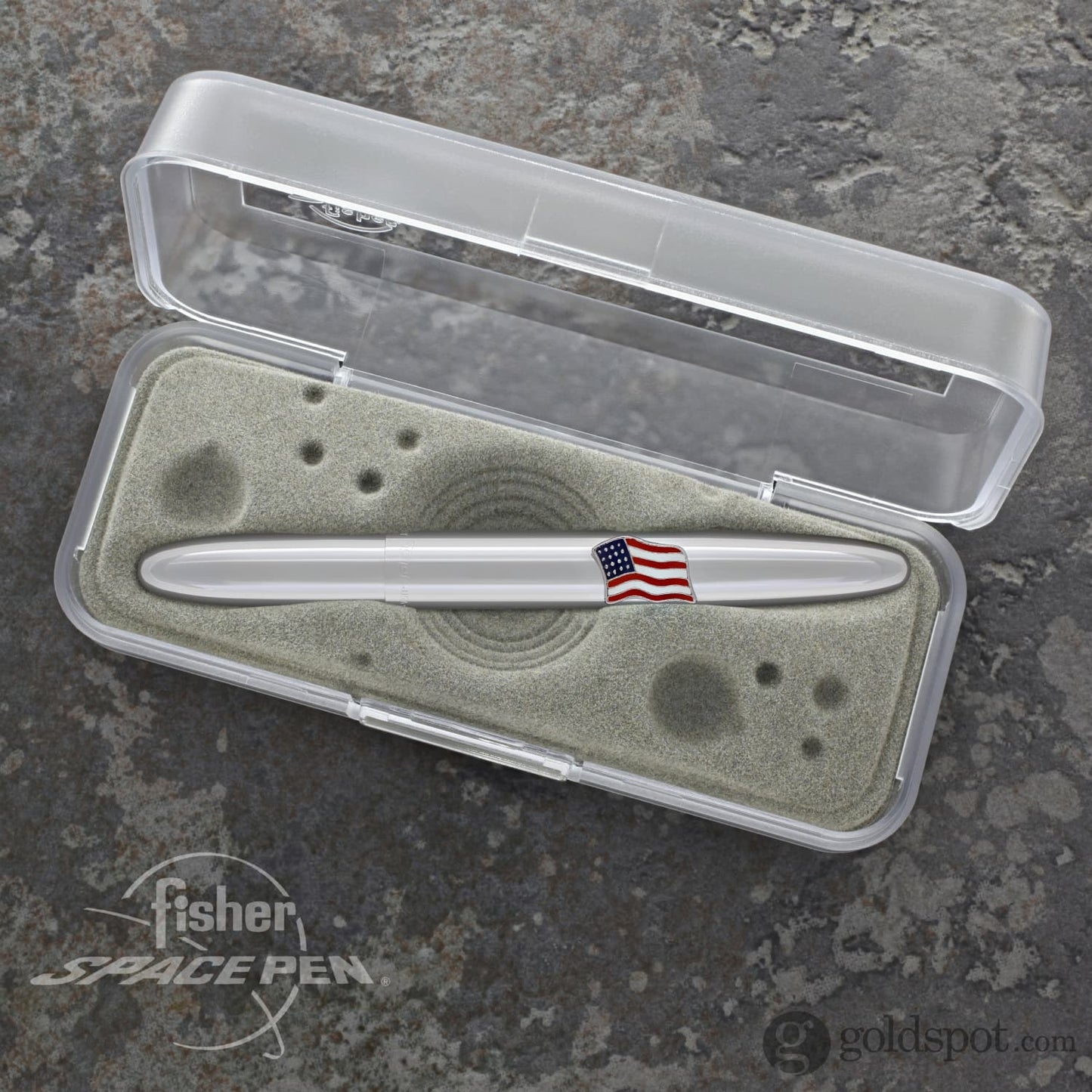 Fisher Space Pen Bullet Ballpoint Pen in Chrome with American Flag Emblem Ballpoint Pen