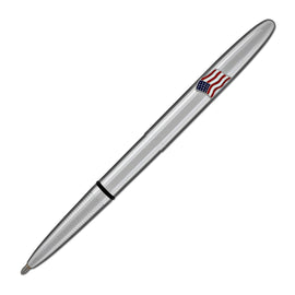 Fisher Space Pen Bullet Ballpoint Pen in Chrome with American Flag Emblem