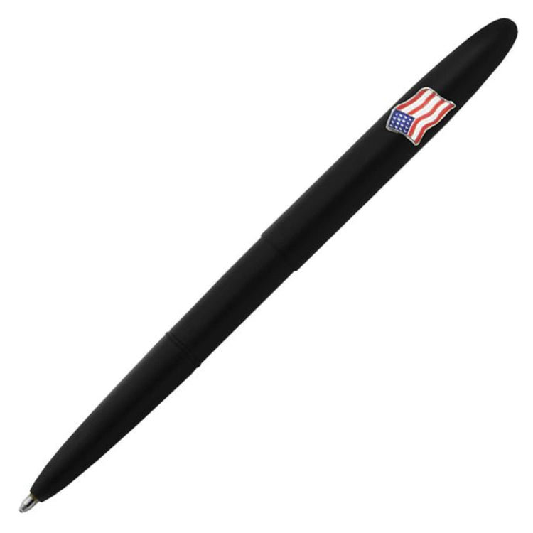Fisher Space Pen Bullet Ballpoint Pen in Matte Black with American Flag Emblem Ballpoint Pen