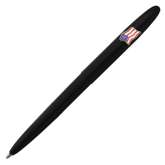 Fisher Space Pen Bullet Ballpoint Pen in Matte Black with American Flag Emblem