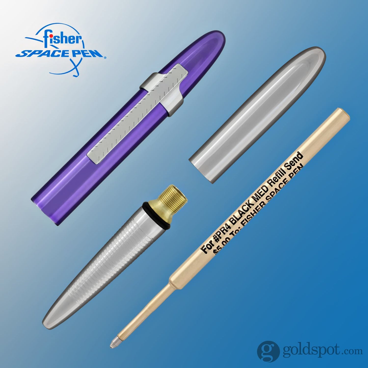 Fisher Space Pen Bullet Ballpoint Pen with Clip in Chrome & Purple Passion Ballpoint Pen