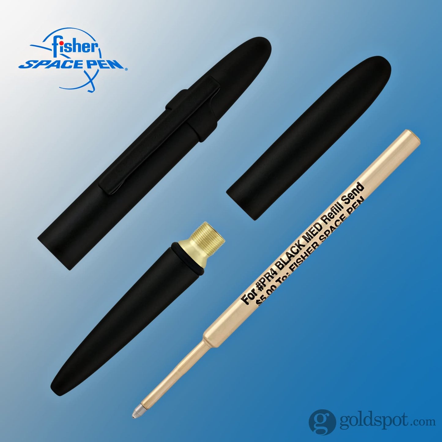 Fisher Space Pen Bullet Ballpoint Pen with Clip in Matte Black Ballpoint Pen