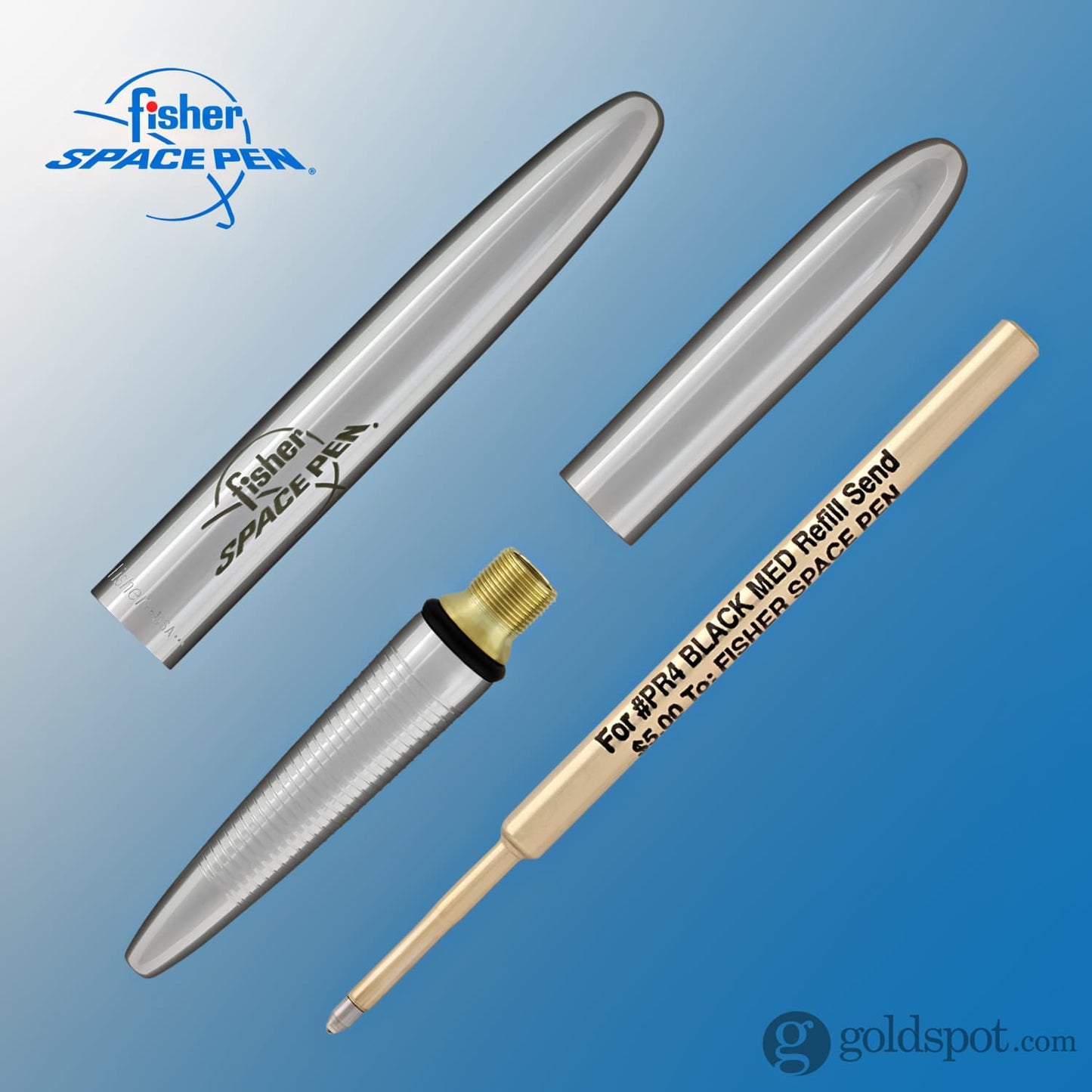 Fisher Space Pen Bullet Ballpoint Pen with Fisher Space Pen Logo in Chrome Ballpoint Pen