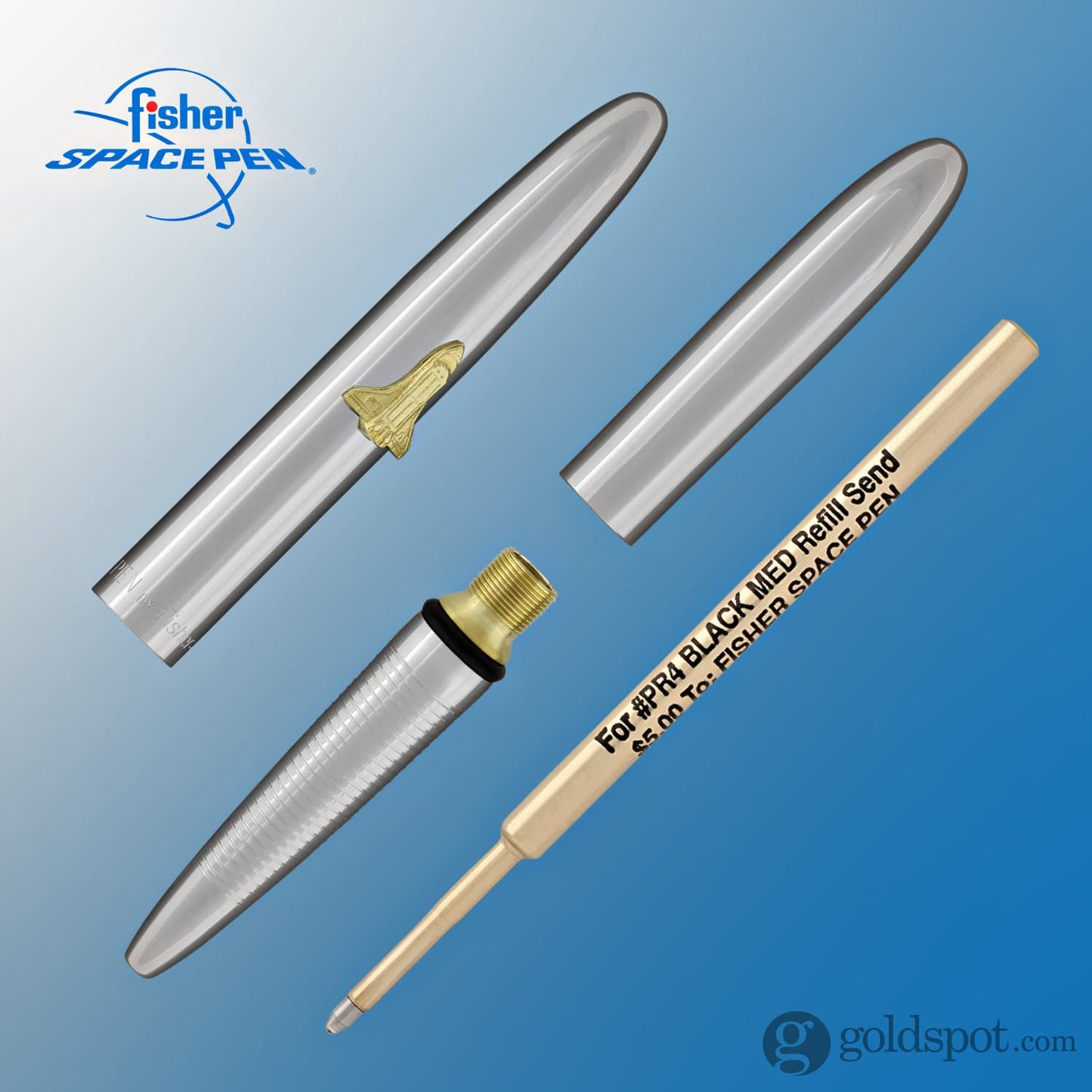 Fisher Space Pen Bullet Ballpoint Pen with Shuttle Emblem in Chrome Ballpoint Pen