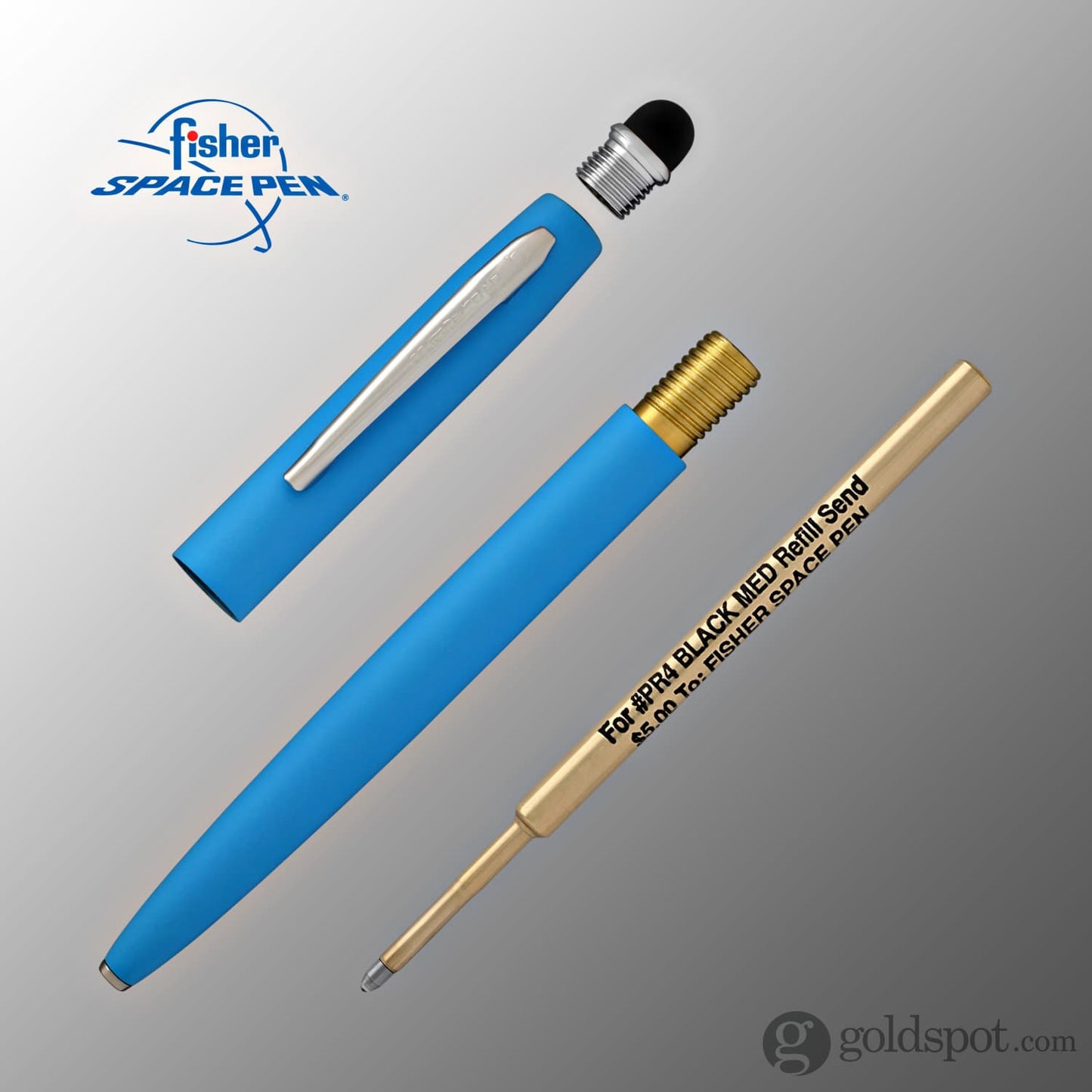 Fisher Space Pen Cap-O-Matic Powder Coated Ballpoint Pen with Stylus in Matte Blue Ballpoint Pen