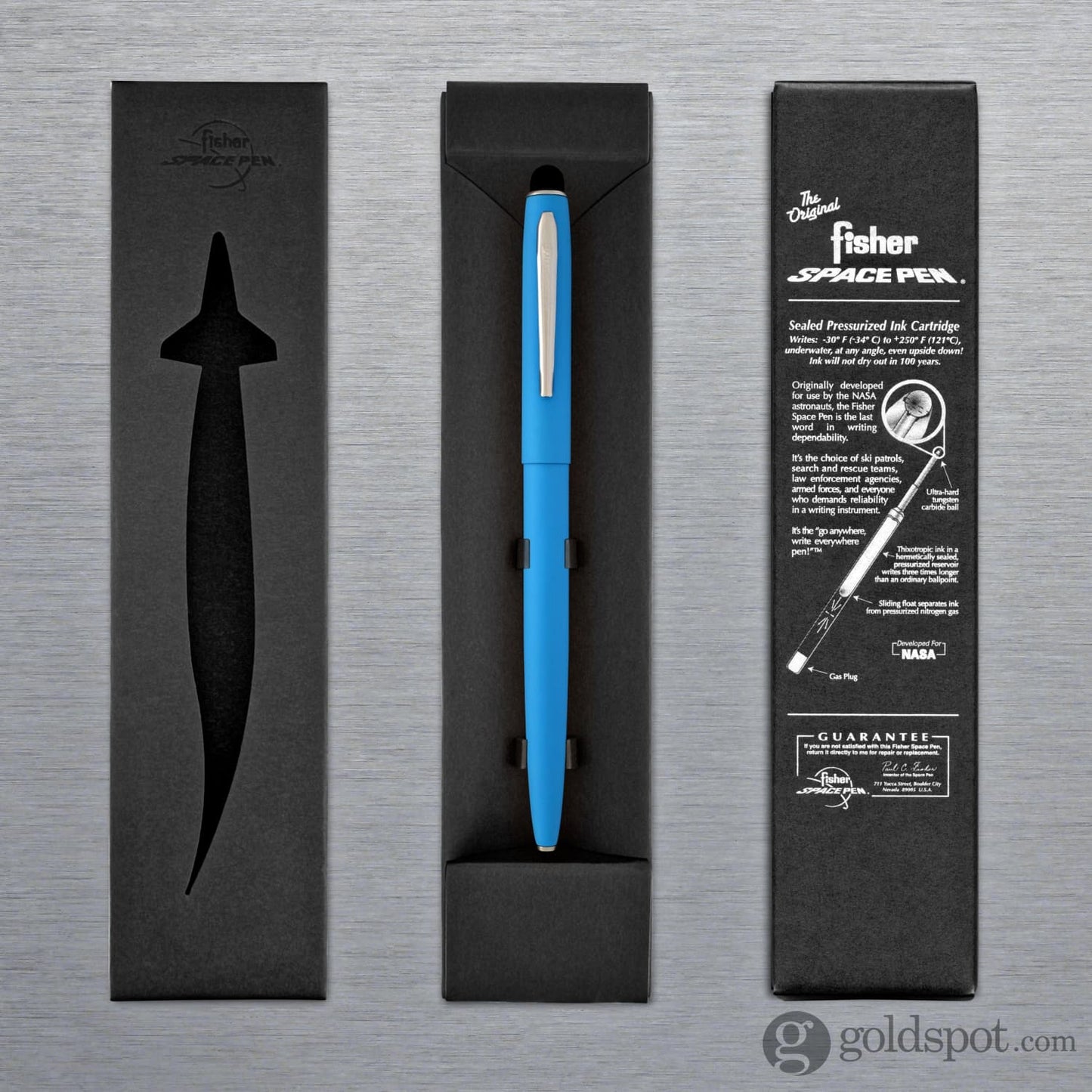 Fisher Space Pen Cap-O-Matic Powder Coated Ballpoint Pen with Stylus in Matte Blue Ballpoint Pen