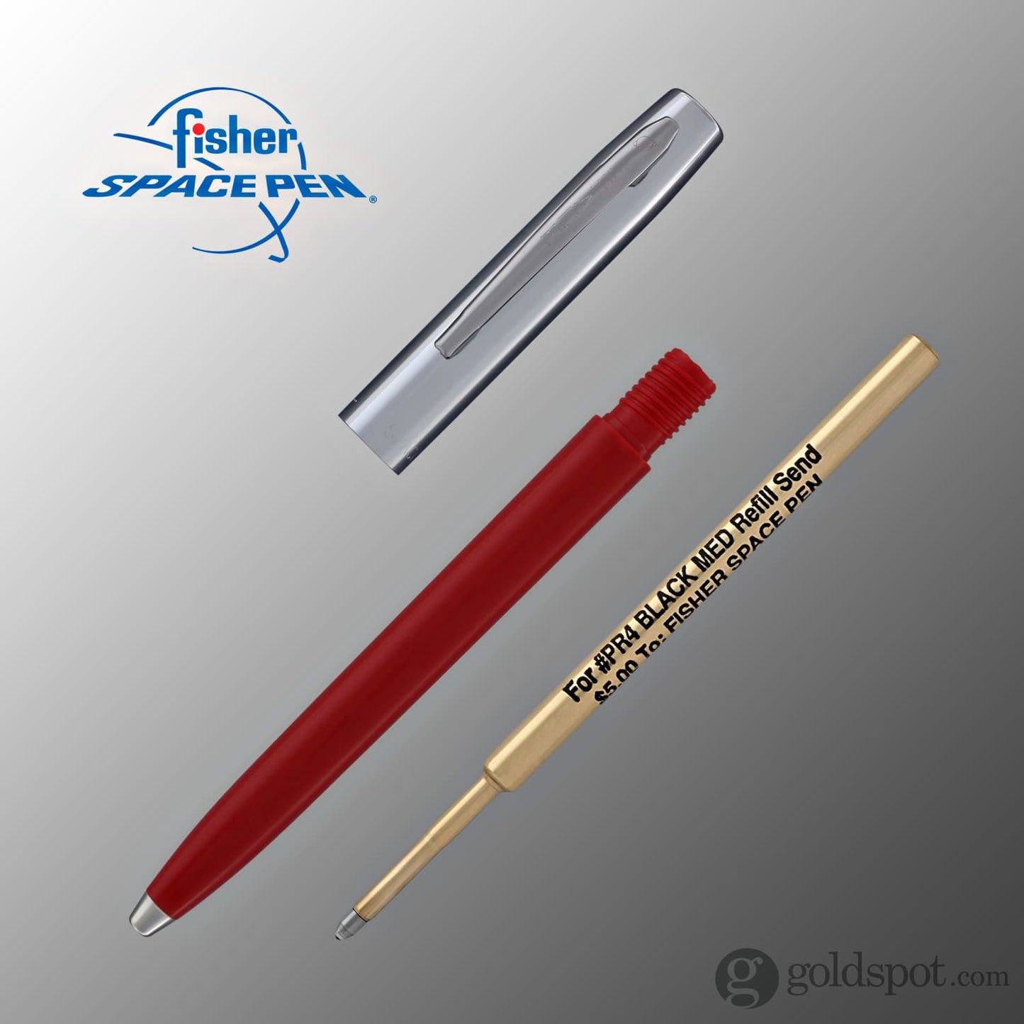 Fisher Space Pen Cap-O-Matic S200 Series Ballpoint in Chrome & Red Ballpoint Pen