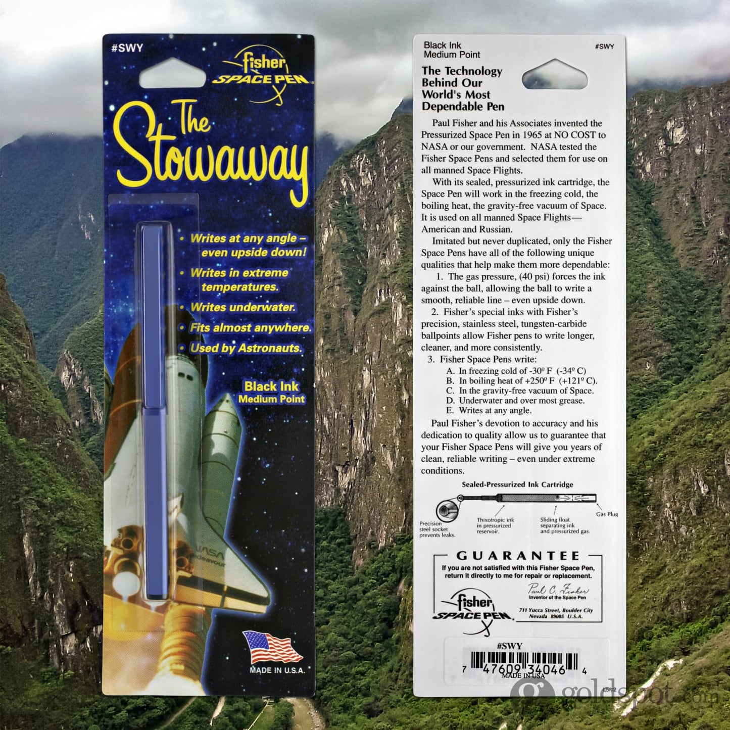 Fisher Space Pen Stowaway Ballpoint Pen in Blue Anodized Aluminum Ballpoint Pen