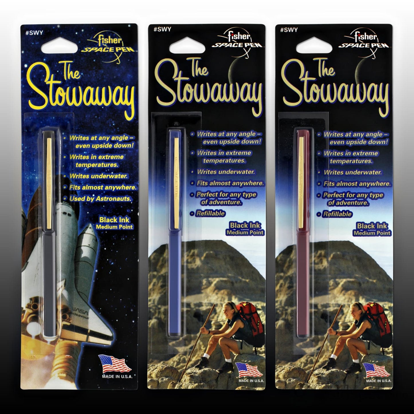 Fisher Space Pen Stowaway Ballpoint Pen with Clip in Red Anodized Aluminum Ballpoint Pen