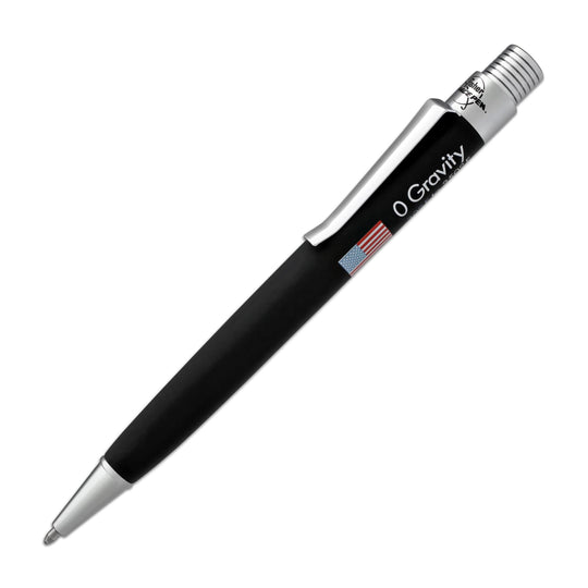 Fisher Space Zero Gravity Ballpoint Pen with American Flag Imprint in Black Rubber Finish