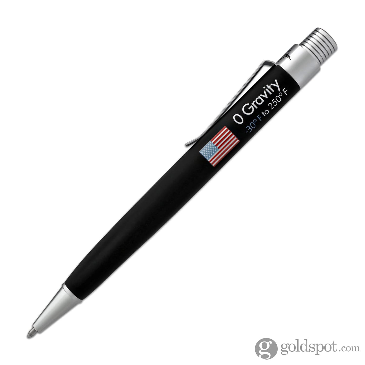 Fisher Space Zero Gravity Ballpoint Pen with American Flag Imprint in Black Rubber Finish Ballpoint Pen