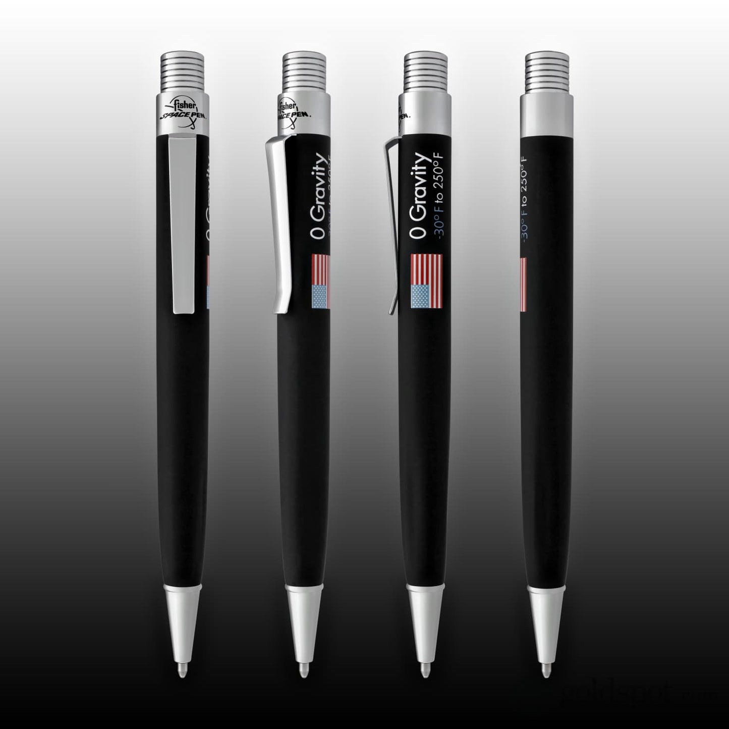Fisher Space Zero Gravity Ballpoint Pen with American Flag Imprint in Black Rubber Finish Ballpoint Pen