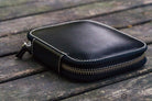 Galen Leather Pen Case Zippered 10 Slots in Black Pen Case