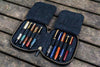 Galen Leather Pen Case Zippered 10 Slots in Black Pen Case