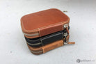 Galen Leather Pen Case Zippered 10 Slots in Brown Pen Case