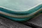 Galen Leather Pen Case Zippered 10 Slots in Crazy Forest Green Pen Case