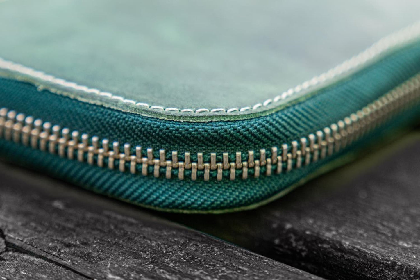 Galen Leather Pen Case Zippered 10 Slots in Crazy Forest Green Pen Case