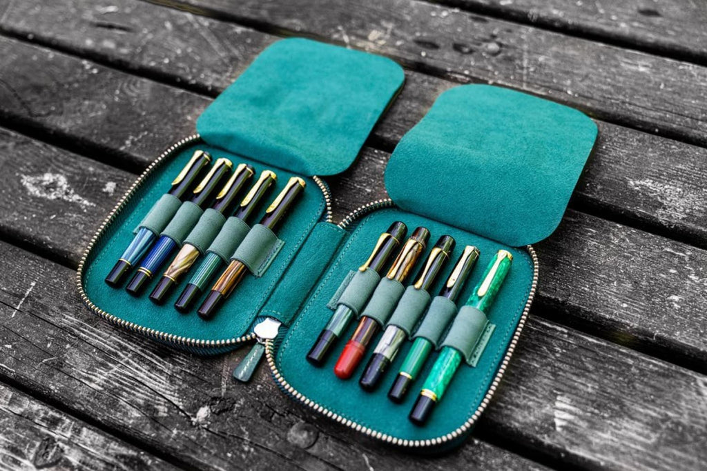 Handmade Crazy Horse Leather 1/2/3 Slots Pen Case Organizer